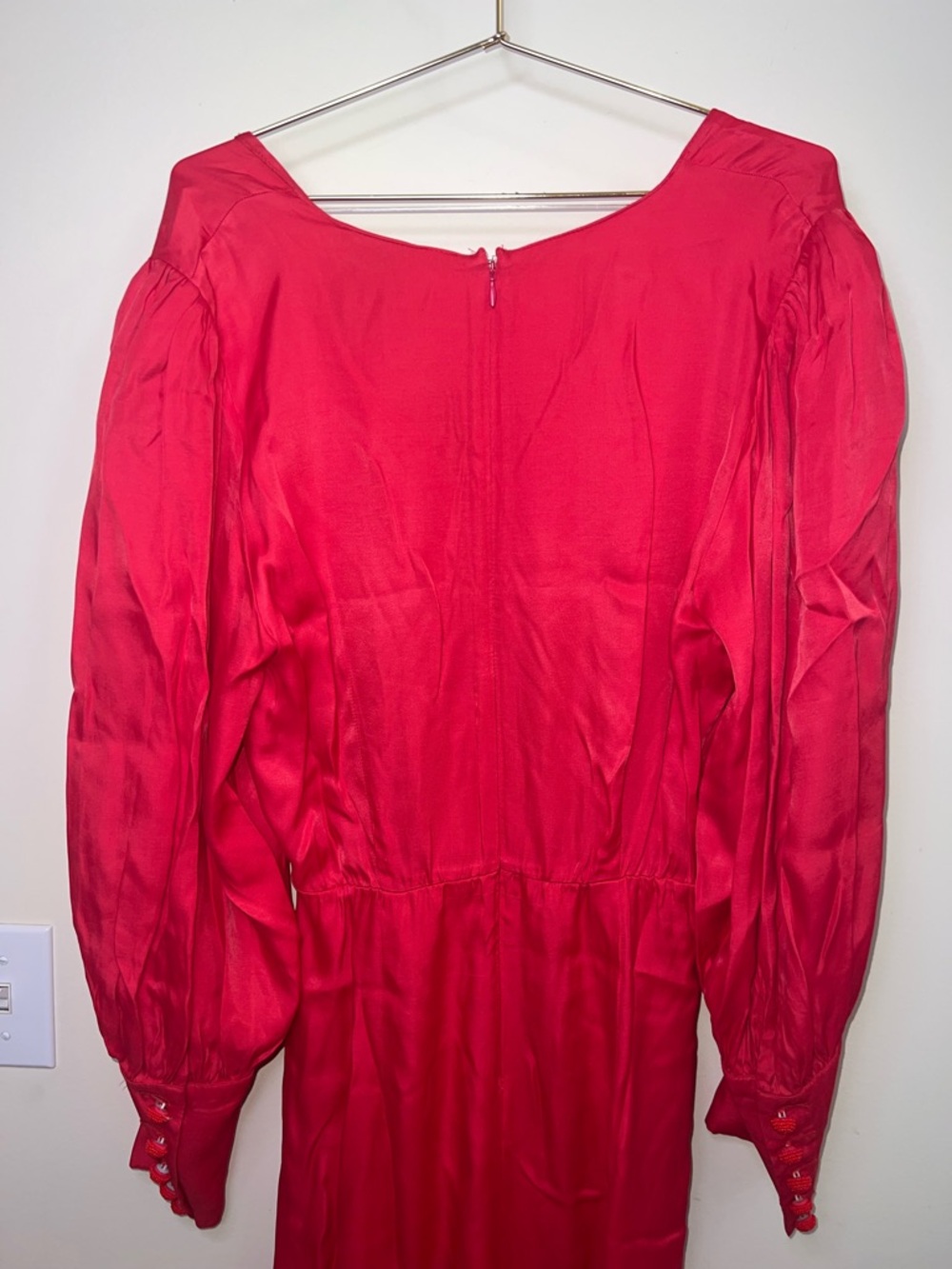 Farm Rio Red Cutout Maxi Dress Beaded Buttons Slit NWT Size Large - Picture 12 of 15